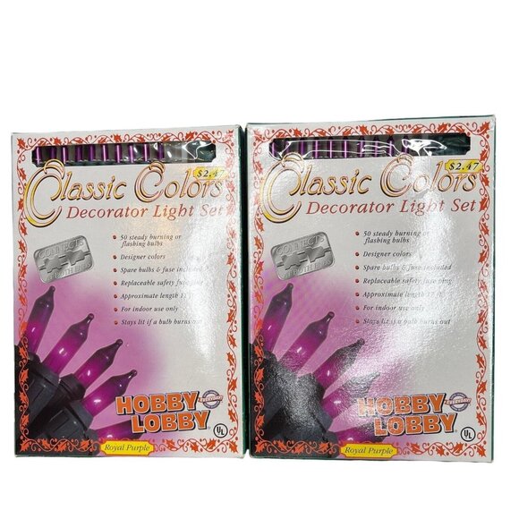 VTG Classic Colors Decorator Light Set NEW Royal PURPLE 17’ Hobby Lobby 2 Boxes - Picture 1 of 7